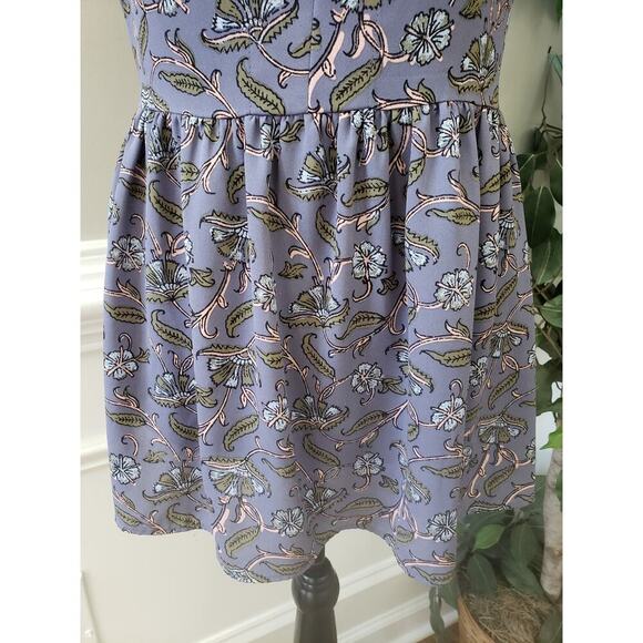 LOFT Top Blouse Womens Medium Multi Floral Ruffle Trim Sleeveless Round Neck - Picture 8 of 10